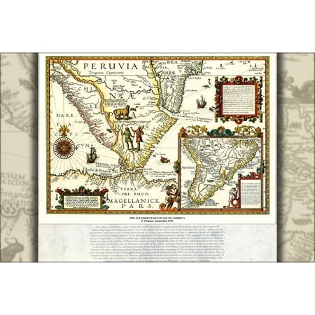 24"x36" Gallery Poster, El Reino de Chile y la Gobernacion del Rio de la Plata (1592)