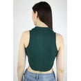 thumbnail image 4 of Artyska Women's V Neck Collared Green Ribbed Crop Top, 4 of 5