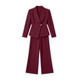 thumbnail image 4 of Miqool Women's 2 Piece Pant Suits Dressy One Button Blazer Wide Leg Pant Work Office Outfits Business Suit Set, 4 of 8