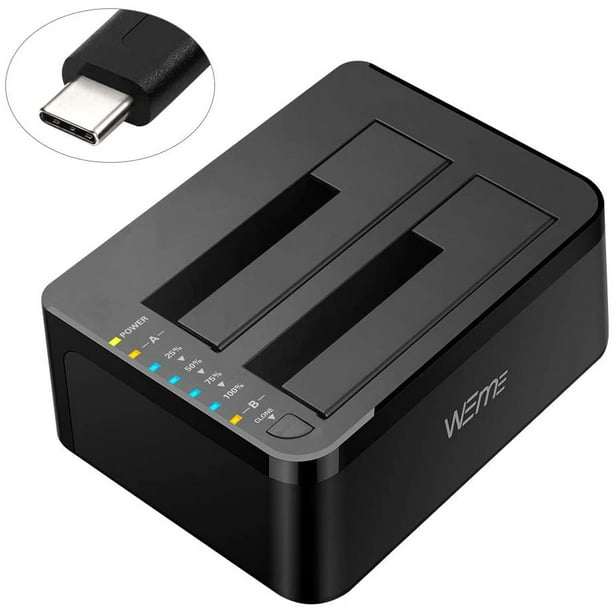 Station d'accueil pour disque dur externe WEme USB C 3.0 vers SATA, cloneur  de disque dur SSD HDD pour double baie 2.5 3.5 