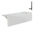 thumbnail image 4 of Streamline NAL-5380-PBR 66 in. x 32 in. Acrylic Right-Hand Drain Alcove Bathtub in Glossy White With External Drain in Polished Brass, 4 of 10