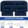 thumbnail image 5 of Eurhowing U-Shaped Tufted Cushion Set 3-Piece, Waterproof Wicker Rattan Sofa Cushion, High Resilience Foam Outdoor Patio Furniture Cushion for Settee, Chair, Bench, Navy Blue, 5 of 8