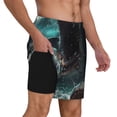 thumbnail image 2 of Balery Wave Ocean Animal Shark Bañador para hombre, shorts de playa de secado rápido con entrepierna y forro de compresión-Medium, 2 of 6