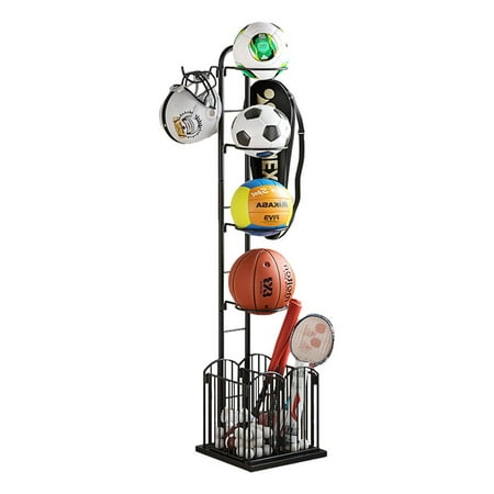 

Famure Basketball Storage Rack-Sports Equipment Storage-Freestanding Garage Sport Equipment Organizer Innovative Indoor Removable Vertical Display Stand for Balls