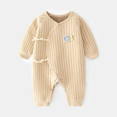 

Baby Jumpsuit Baby Warm Cotton Padded Newborn Clothes Autumn And Winter Ha Clothes Boneless Climbing Clothes Newborn Underwear yellow 52cm