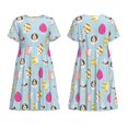 thumbnail image 3 of Bixox Robe d'Été à Manches Courtes pour Femmes Robe Ample Longueur Genou avec Poches-Joyeuses Pâques, 3 of 7