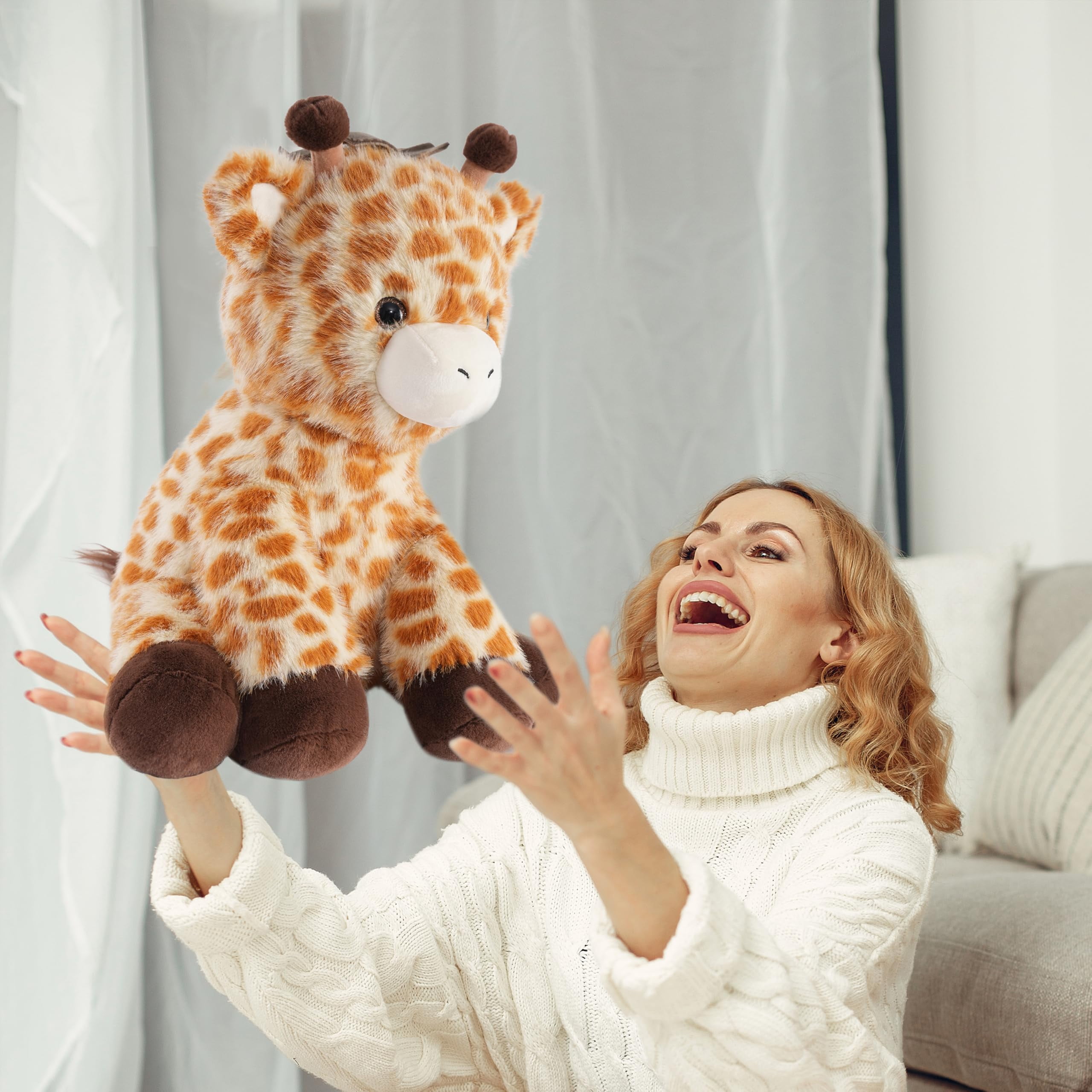 Niuniu Daddy Weighted Giraffe Stuffed Animal Giant 14" Giraffe Plush Toy Huggable Weighted Body Pillow Toy Gift for Kids & Adults Birthday Christmas