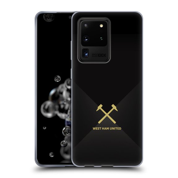 Head Case Designs Officially Licensed West Ham United FC Hammer Marque Kit Black & Gold Soft Gel Case Compatible with Samsung Galaxy S20 Ultra 5G