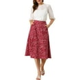 thumbnail image 2 of INSPIRE CHIC Women's A-Line Midi Skirt Floral Print Chiffon Vintage 2024 Summer Skirts L Red, 2 of 7