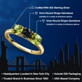 thumbnail image 2 of Gem Stone King 18K Yellow Gold Plated Silver Black Sapphire and Green Peridot Engagement Ring for Women | 1.79 Cttw | Round 5MM | Gemstone September Birthstone | Size 6, 2 of 6