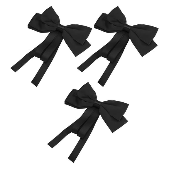 Unique Bargains Women's Elegant Ribbon Multi-layer Bow Hair Clips 3 Pcs Black