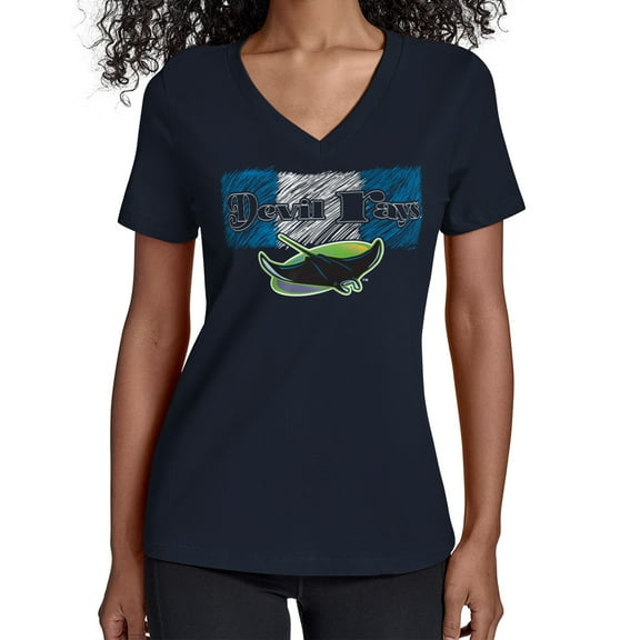Women's Starter Navy Tampa Bay Rays Team Color Shading V-Neck T-Shirt
