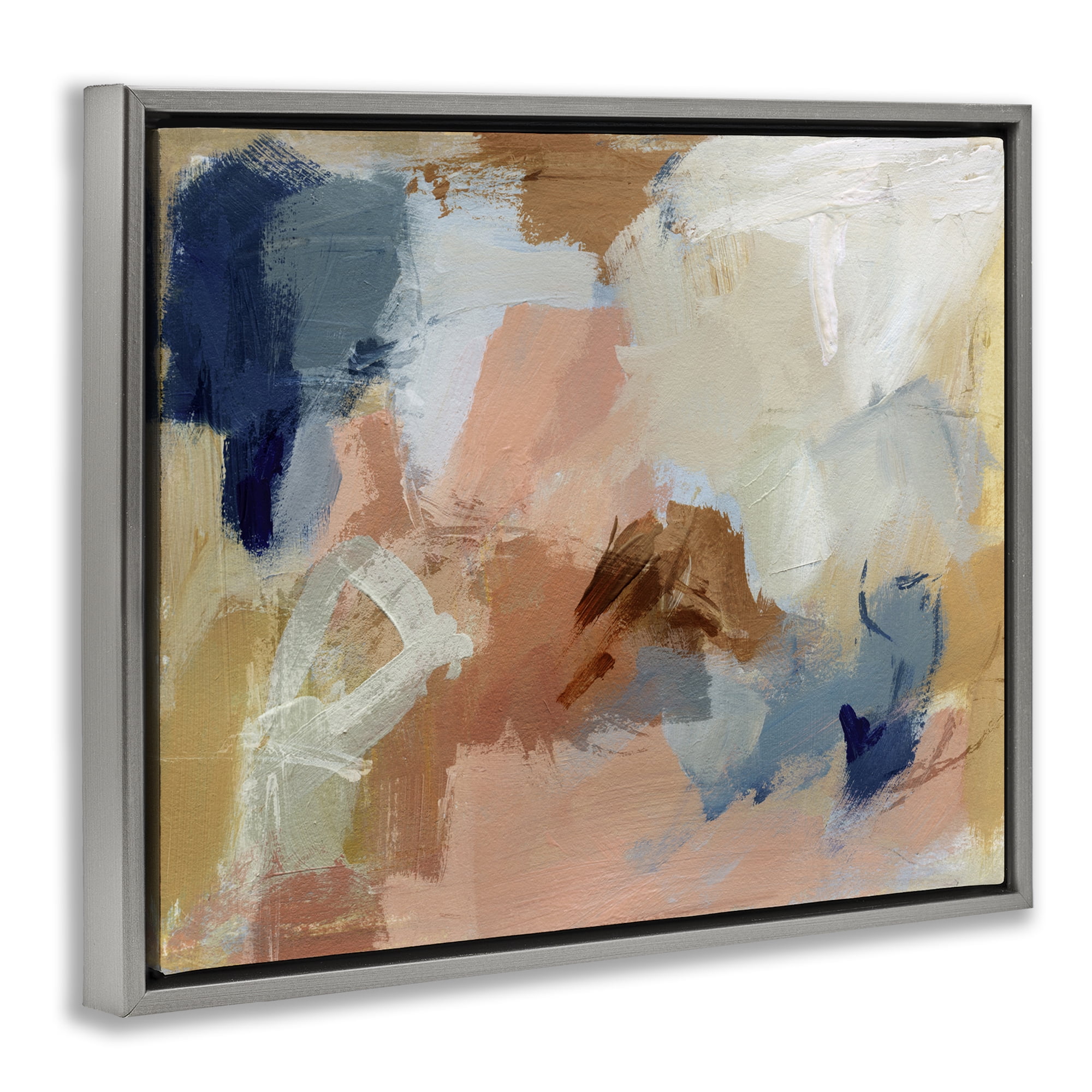 Stupell Industries Rustic Neutrals Painting Abstract Painting Gray Floater Framed Canvas Art Print Wall Art, 21 x 17