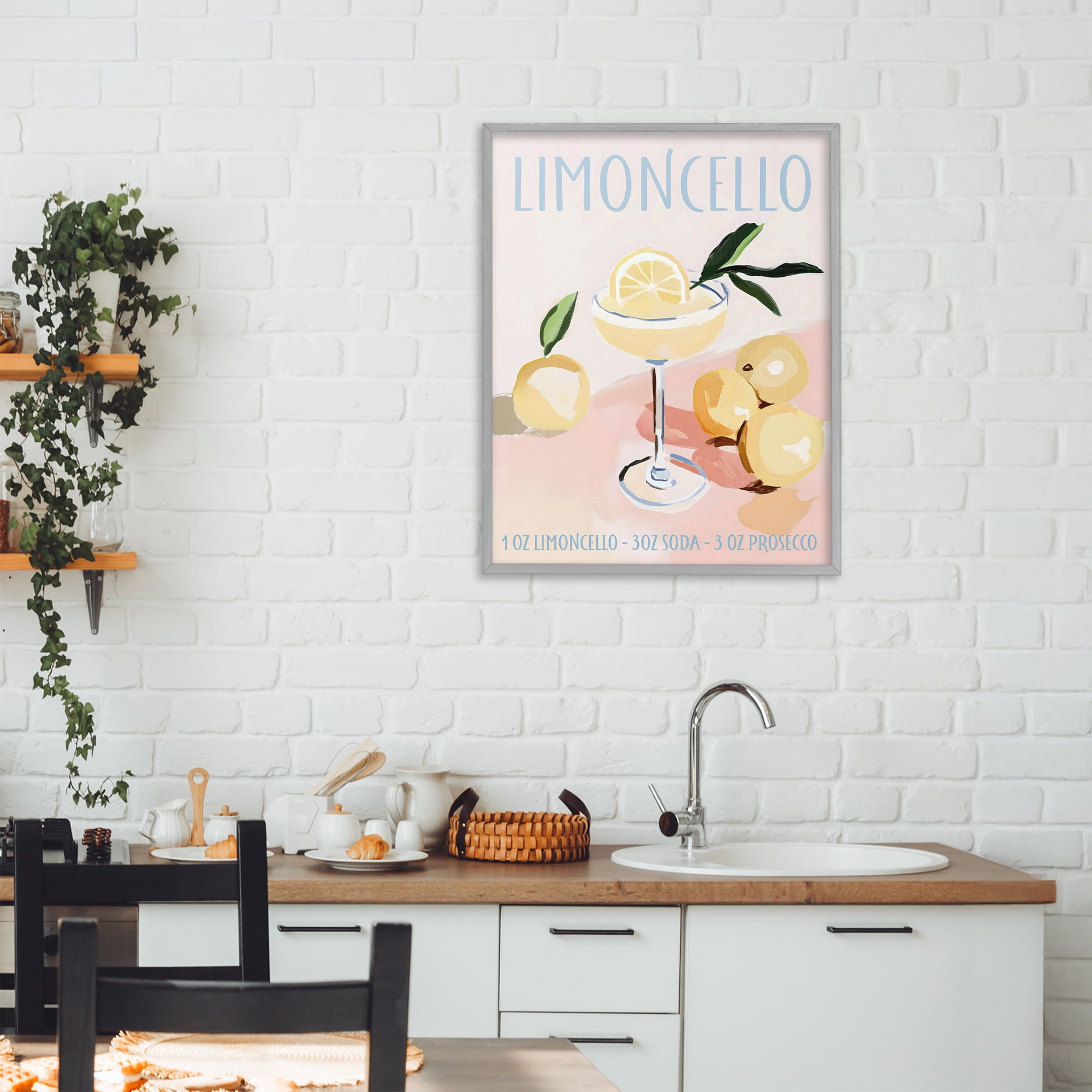 Stupell Industries Limoncello Summer Cocktail Gray Framed Giclee Art, design by Sisi and Seb