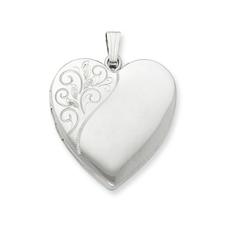 Sterling Silver 24mm Polished Swirl Heart Locket