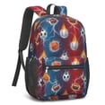 thumbnail image 2 of Football and Basketball Red Pattern 17" School Backpacks for Teens,Waterproof Oxford Fabric,S-Shape Padded Straps for School,Travel,Hiking,Camping, 2 of 6
