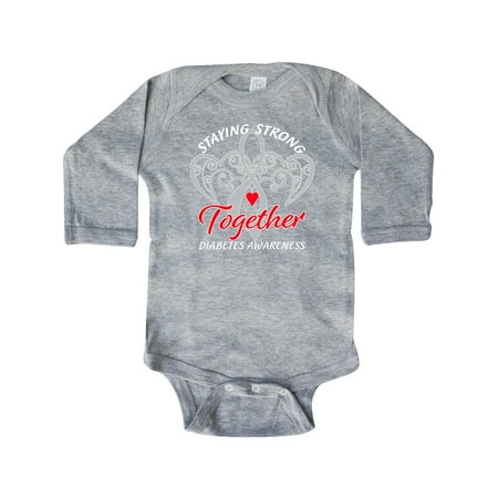 

Inktastic Diabetes Awareness Gray Ribbon Red Heart Gift Baby Boy or Baby Girl Long Sleeve Bodysuit