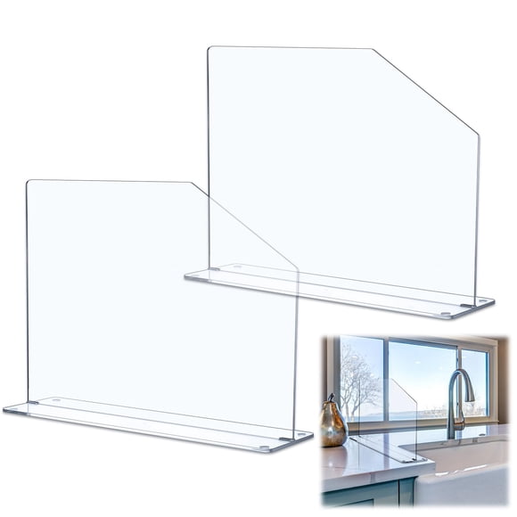 Vesici 2 Pcs Pare-Éclaboussures en Acrylique Transparent pour Évier Panneau de Protection Autoportant avec Accès Facile Pare-Éclaboussures de Cuisine pour Maison