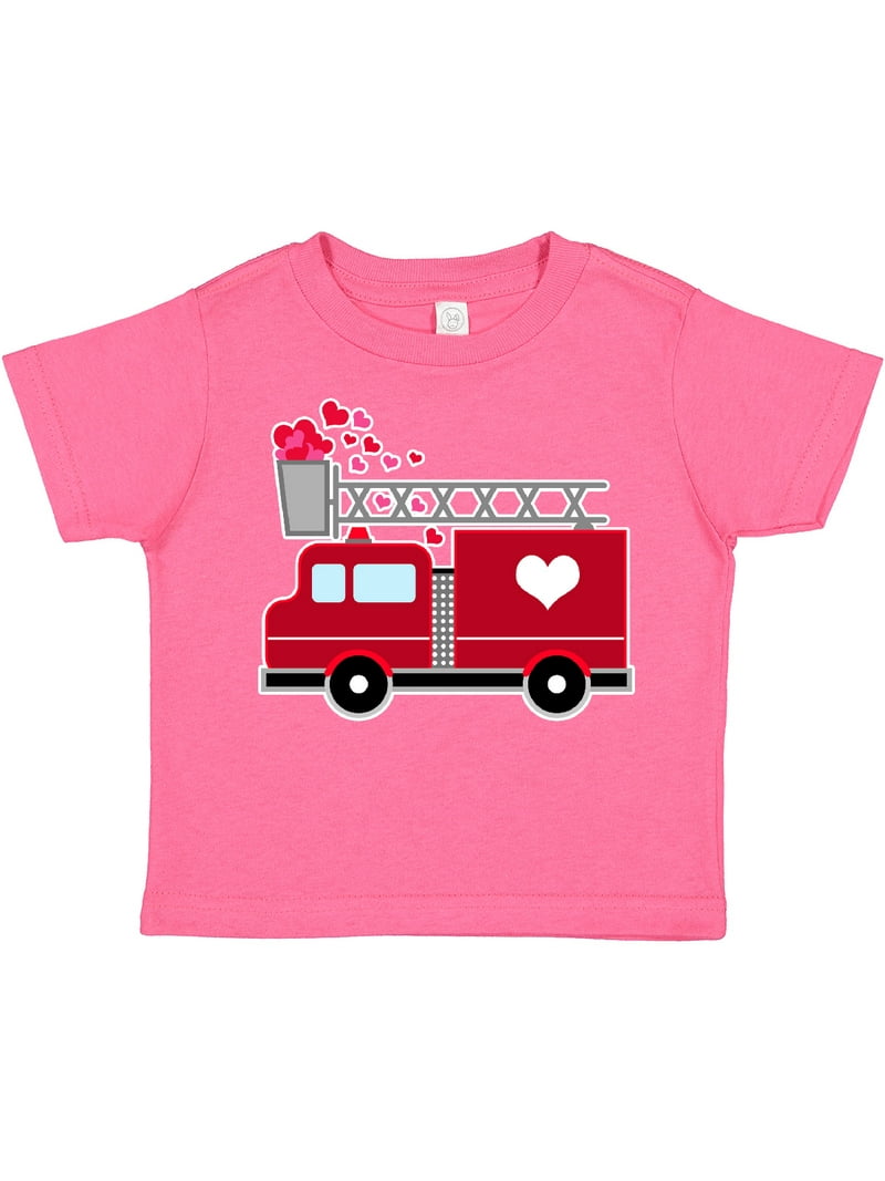 Inktastic Valentine's Day Red Firetruck with Pink Hearts Boys or