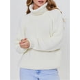 thumbnail image 2 of Arvbitana Women's Oversized Knit Sweaters Solid Color Long Sleeve Turtleneck Pullover Tops Ladies Casual Knitwear Streetwear Fall Daily Clothes, 2 of 3