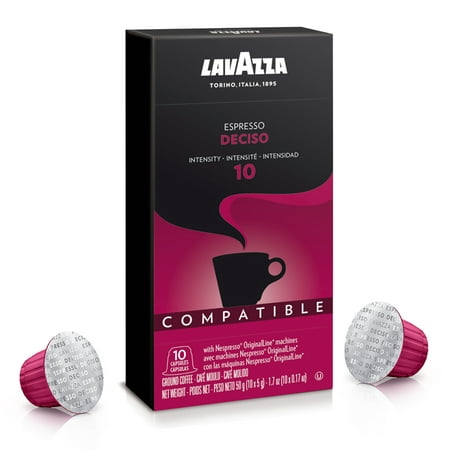 Lavazza Espresso Deciso Nespresso OriginalLine Coffee Capsules, Dark Roast (10 Count)