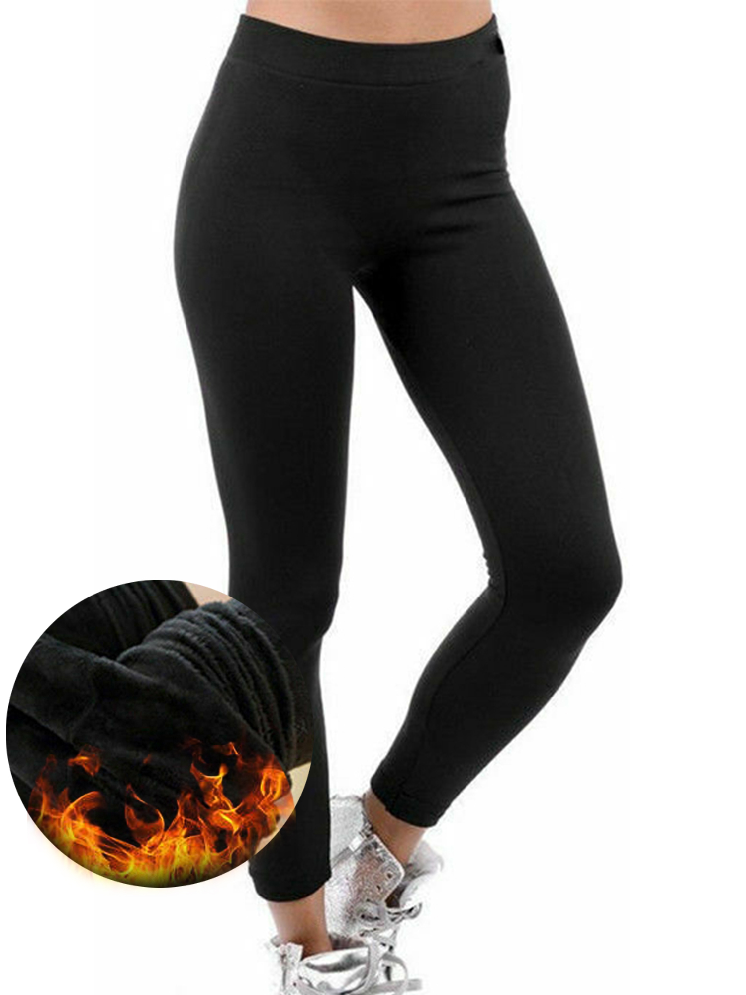 FALEXO Women's Warm Black Leggings High 