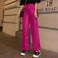 thumbnail image 2 of Women's High Waisted Casual Pants with Metallic Glitter Flowy A-Line Design for Everyday Comfortable Wear Elastic High Waisted Straight Leg Pull On Trousers, 2 of 4