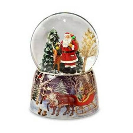 Santa and Reindeer Snow Globe by The San Francisco Music Box Company Multi-Colored