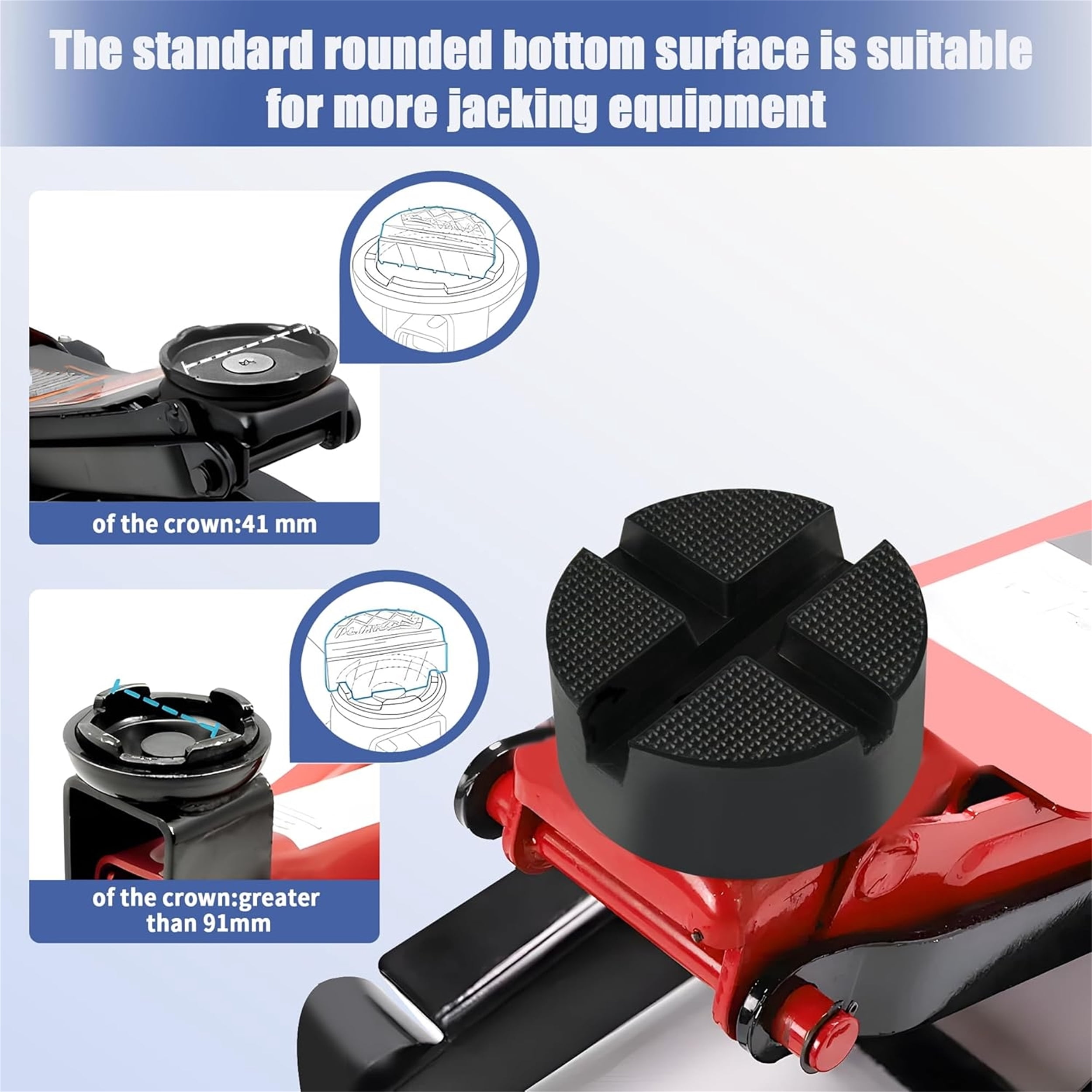 Topboutique Jack Stand Pads 2 Pack Cross Slotted Rubber Floor Jack Saddle Pad Adapter Labor Saving Arm Pinch Weld Frame Rail Protector Car Lift Floor Jack Pad,Black,3.9 inch