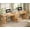 Fluted Natural, variant on 96.5 Inch 2 Person Desk with Storage, Farmhouse Double Desk with Drawers and Open Shelves, Home Office Desk with Printer Stand and File Drawer, Grey