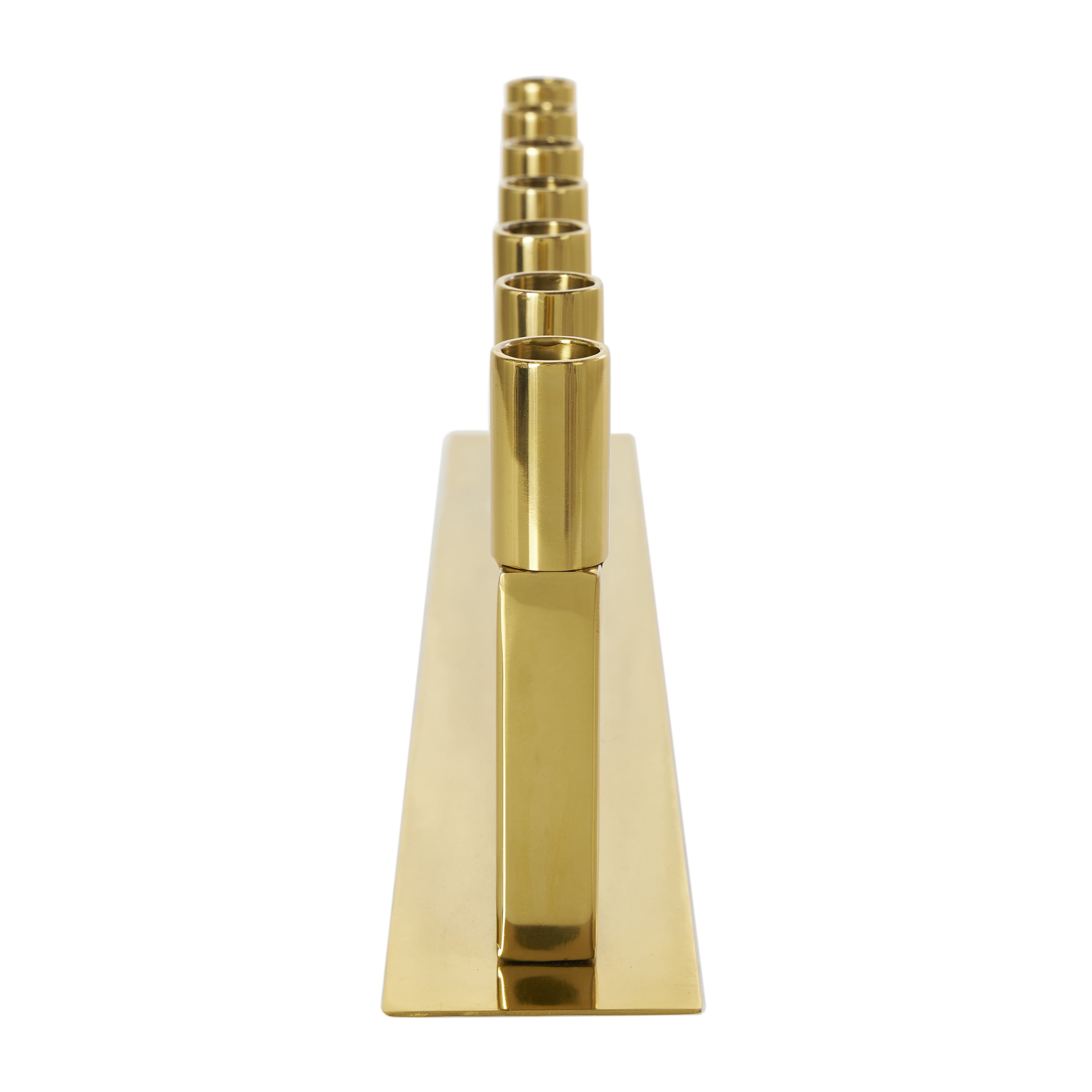 DecMode 7 Holder Gold Stainless Steel Candelabra with Rectangular Frame