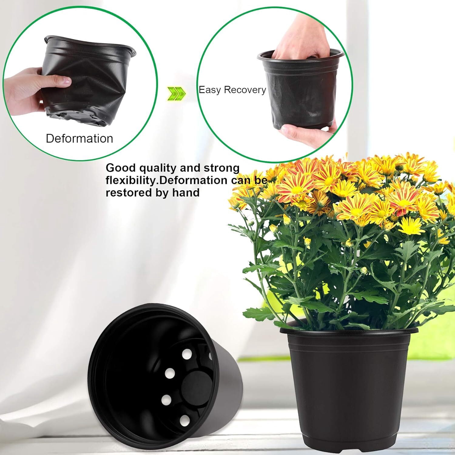 GoXteam 100 Pack Nursery Pots, 4 Inch Black Plants Flower Pots Durable Plastic Planters Indoor Modern Decorative Seed Container Pots for House Plants, Succulent, Flower