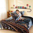 thumbnail image 4 of Erosebridal Train Full Size Comforter Sets, Steam Engine Bedding Comforter Set, Vintage Steam, Black Reversible 3pcs 1 Comforter and 2 Pillowcases, 4 of 6
