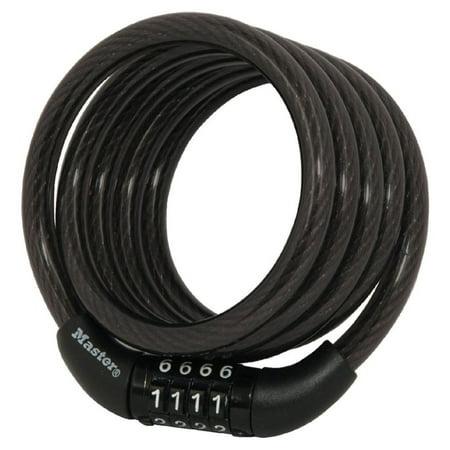 Master Lock Cable Lock, Non-Resettable 4 Dial Combination Bike Lock, 4 ft. Long