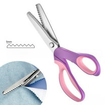 Pinking Shears for Fabric Cutting, Zig Zag Scissors, Scrapbook Scissors Decorative Edge for Adults, Great for Many Kinds of Sewing Fabrics Leather and Craft Paper, Pink Purple