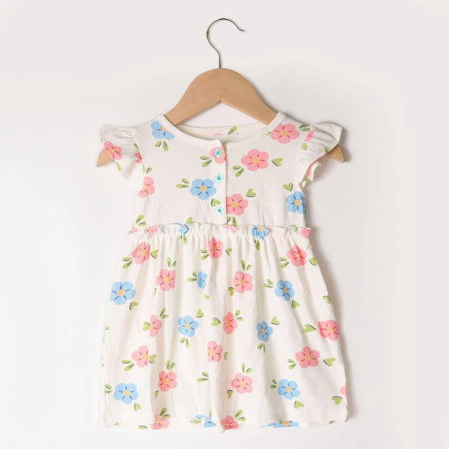 LOVZFMLL Robe d'Été pour Enfants Broderie à Pois Jupe à Manches Courtes pour Filles