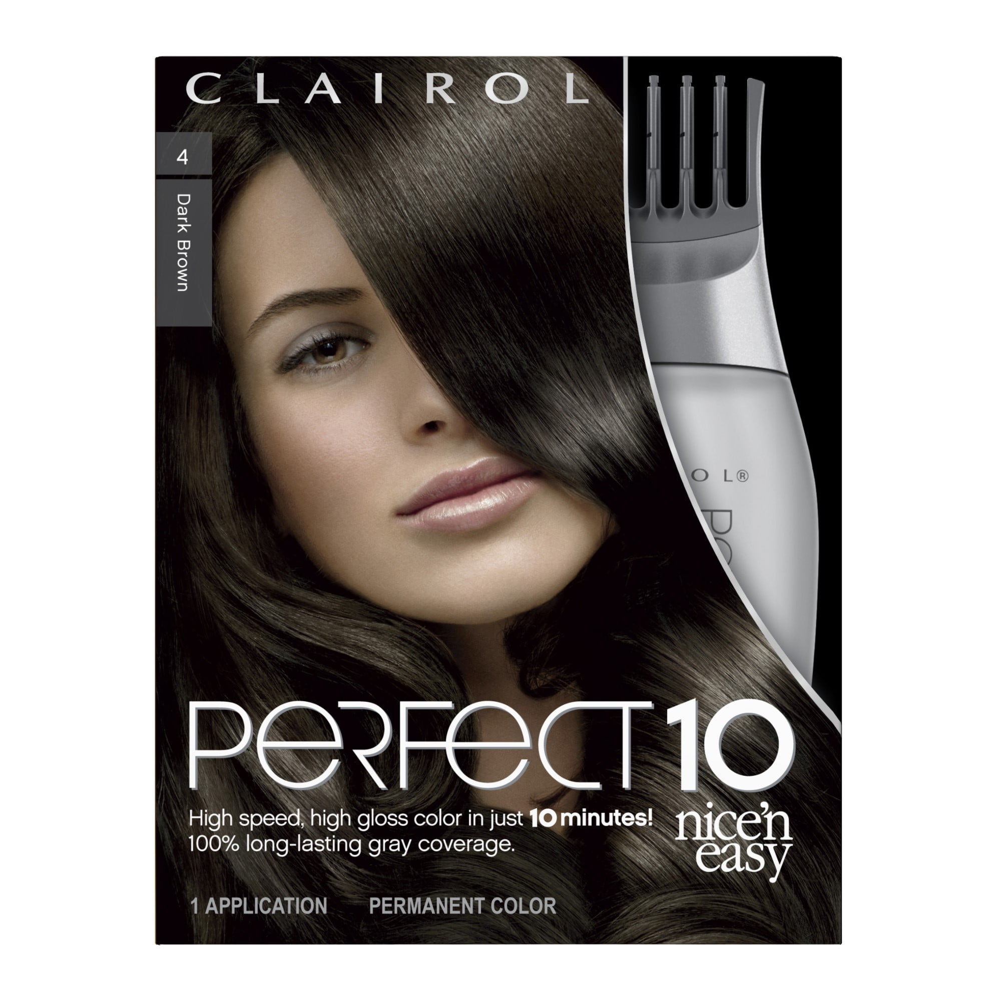 Clairol Perfect 10 by Nice 'n Easy Hair Color, 004 Dark Brown, 1 Kit