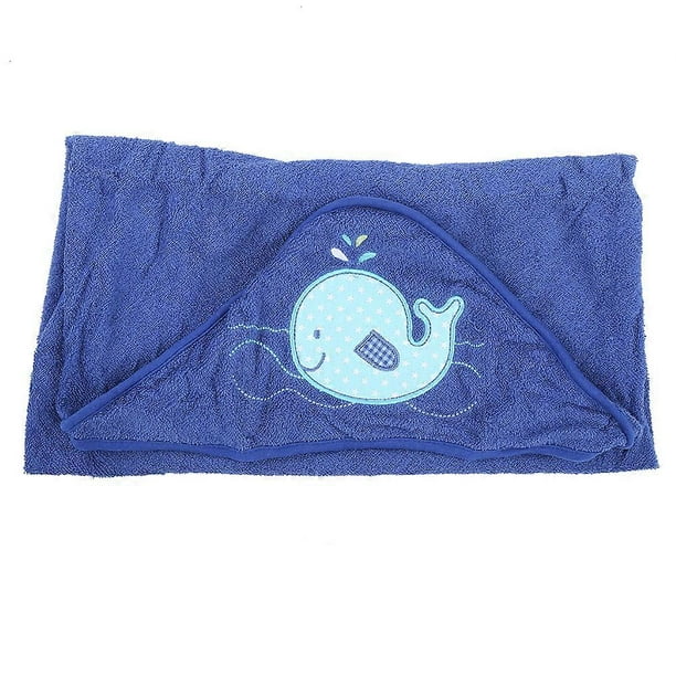 Baby Hooded Bath Towel Infant Washcloths Soft Cartoon Newborn Shower Towel for ToddlersBlue Whale