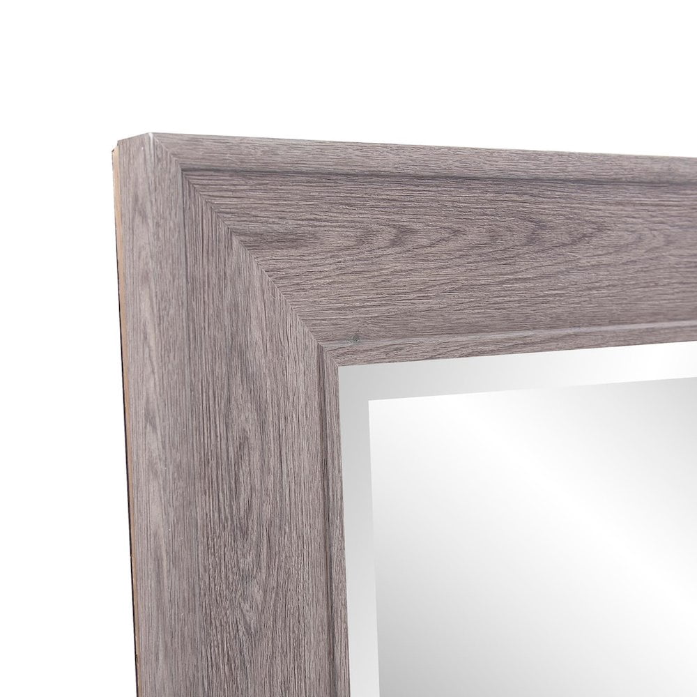 Tyler Dillion Gray Rectangular Faux Wood Grained Beveled Wall Mirror 36"H x 24"W