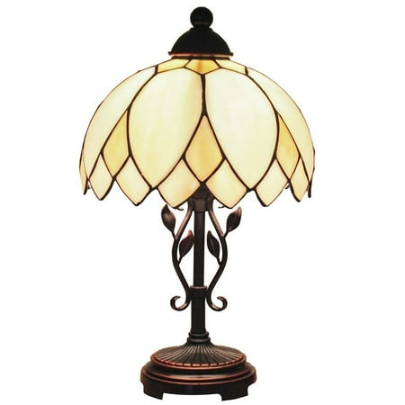 Stained Glass Lotus - Bieye L10236 10-inches Lotus Tiffany Style Stained Glass Table Lamp with Bended Glass, 17-inch in Height