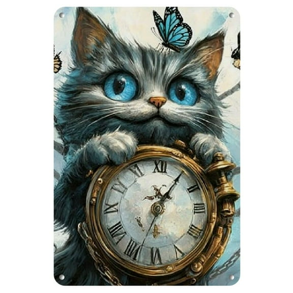 Cheshire Cat  Wall Art, 8x12 inches - Frameless Metal Painting for Home Decor