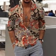 thumbnail image 2 of Camisas s Para Hombre Interior Camisas estampadas informales de manga larga para otoño e invierno para hombre, blusas superiores a la (Coffee, S), 2 of 5