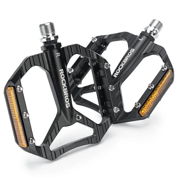 ROCKBROS Rocket-Style Aluminum Bike Pedals - Lightweight Durable Cr-Mo Steel Axle Wide Platform Non-Slip Grip