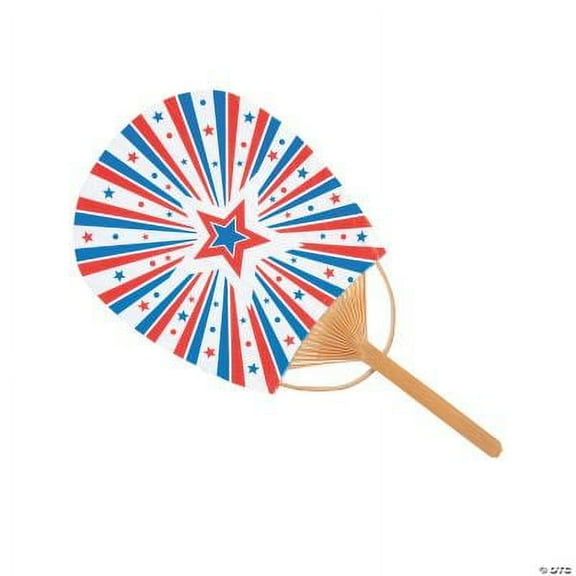 Patriotic Bamboo Hand Fans, Fourth of July, Party Supplies, 6 Pieces
