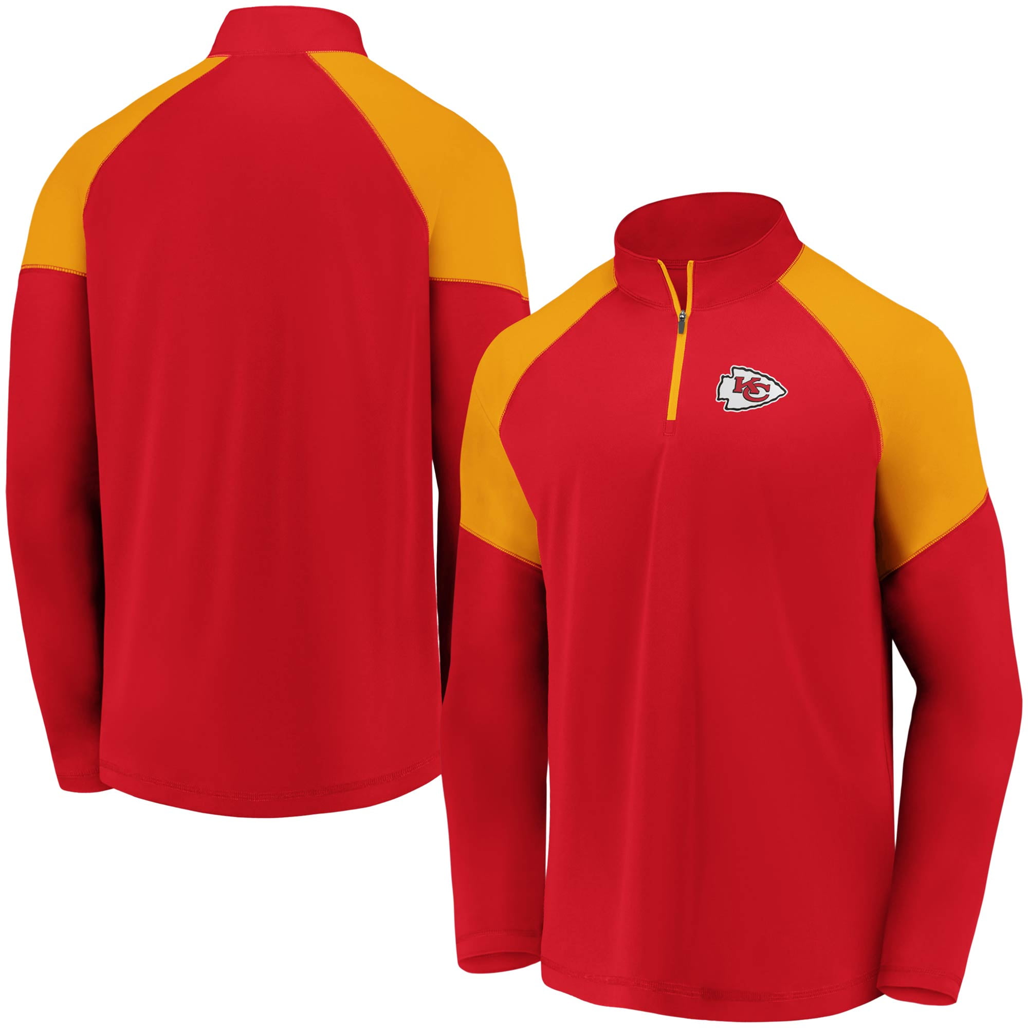 Men's Fanatics Branded Red Kansas City Chiefs Primary Logo Colorblock Raglan Quarter-Zip Jacket
