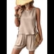 thumbnail image 1 of Conjuntos de Verano de 2 Piezas para Mujer: Camiseta Sin Mangas, Pantalones Cortos de Cintura Alta con Bolsillos y Pantalones Cortos A Juego. Albaricoque S, 1 of 10