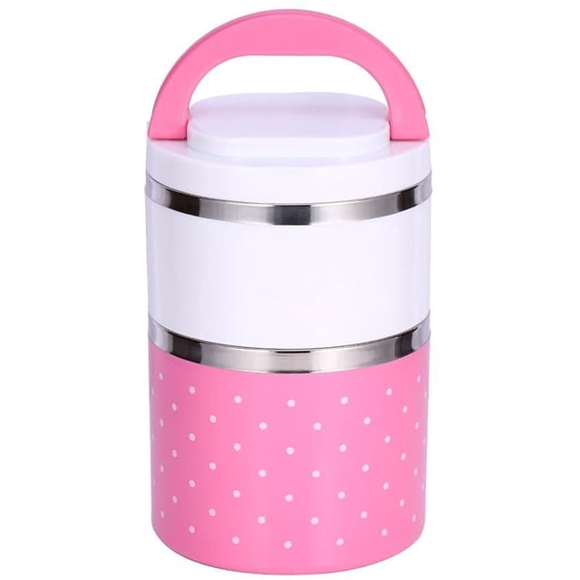 Layer Stainless Steel Thermo Thermal Insulated Lunch Box Bento Food Container With Handle