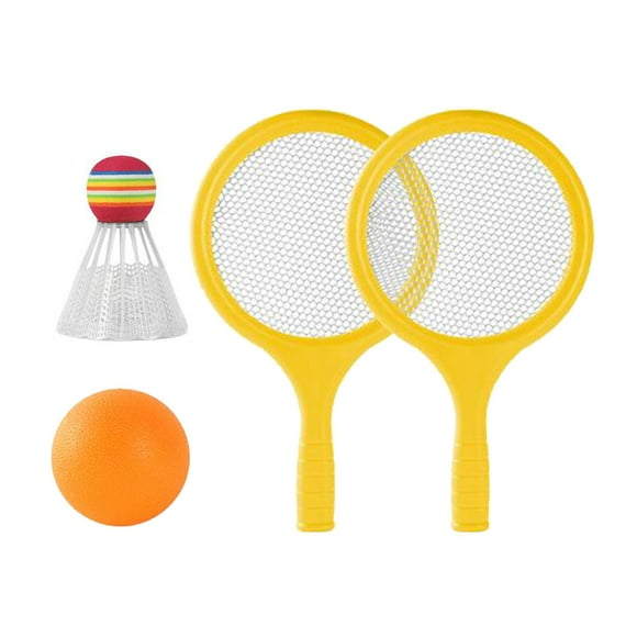 Children's Badminton Tennis Set, Badminton Racket with Ball and Badminton Shuttlecock, Training Equipment Kids Tennis Rackets for Kids Adults Yellow