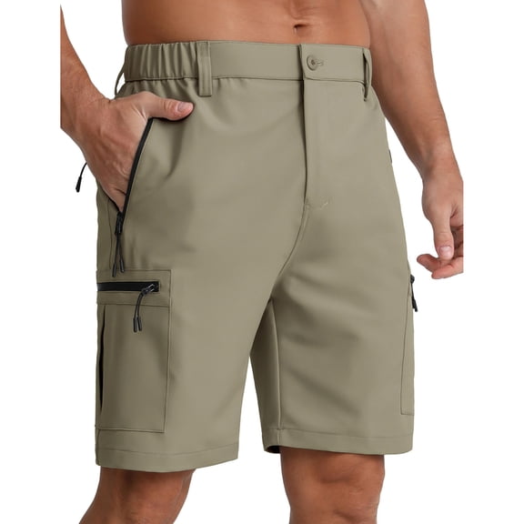 KIHOUT Men's Quick Dry Cargo Hiking Shorts Button Fly Multi Zipper Pocket Lightweight Water-Resistant Summer Outdoor Work Casual Shorts