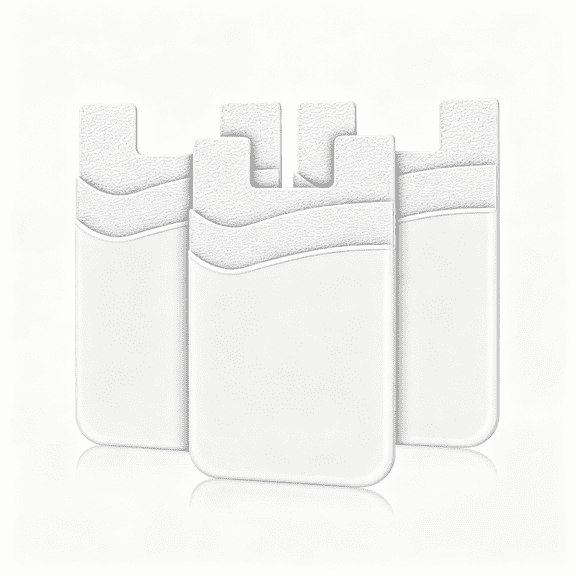GJX Phone Wallet Stick On, Silicone White Credit Card Holder, 3Pcs Card Holder Back of Phone Case, 2 Card Slots, Cell Phone Wallet Pocket Compatible Iphone and Other Smartphones